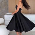 thumbnail image 4 of Staron Robe Noire Sans Bretelles pour Femmes Sans Manches à Épaules Dénudées Fluide Évasée Dos Nu Robe d'Été Décontractée Ample Plage Fête Robes Tube, 4 of 7