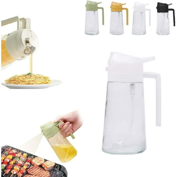 Oil Sprayer For Cooking,16oz/470ml Premium Glass Oil Spray Bottle,2 In 1 Olive Oil Dispenser Bottle For Kitchen,Spray And Pour,Food-Grade Oil Mister For Air Fryer,Salad,Frying,Bbq (y g)