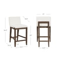 thumbnail image 3 of Nathan James Gracie Modern Counter Height Bar Stool with Back, Counter Stool Upholstered Chair with Natural Textured Linen and Brushed Wooden Legs, White/Dark Brown, , Set of 2, 3 of 5