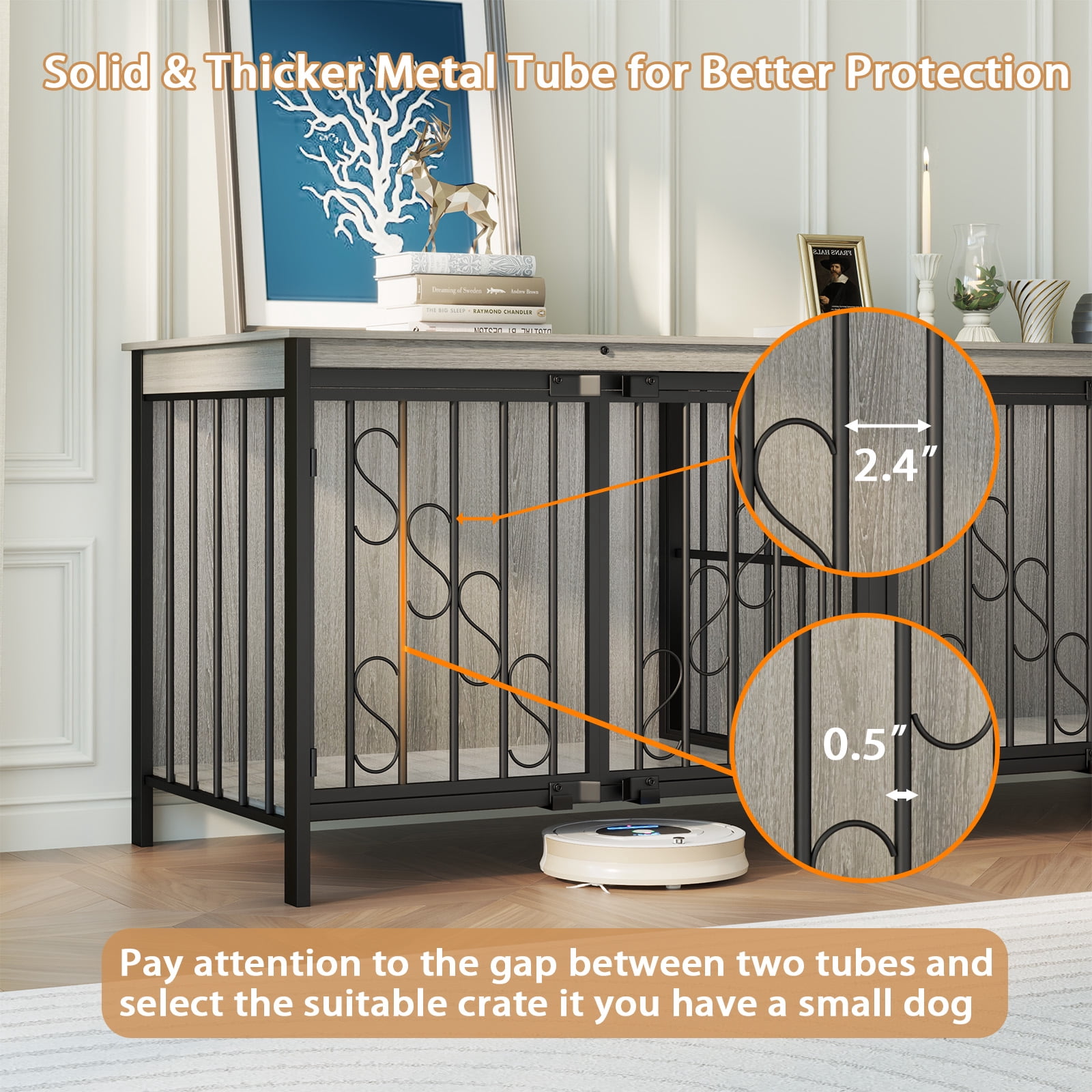 Bel Ark 71 inch Dog Crate Furniture for 1 or 2 Dogs, Heavy Duty Single/Double Dog Crates for Small/Medium/Large Dogs,Double Doors Design,Dog Kennel Furniture Indoor as TV Stand