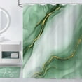 thumbnail image 2 of Dark Green Modern Shower Curtain, Green Mix Gold Ombre Marble Texture Luxury Bathroom Curtain Waterproof Fabric Machine Washable with Hooks, 36" Wx72 L, 2 of 5