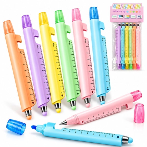 5-in-1 Multifunction Ruler Stylus Pen, 0.5mm Writing & Marker Tool Touchscreen Holder.