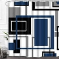 thumbnail image 5 of Ikfashoni Blue Shower Curtain, 13pc Navy Geometric Waterproof Fabric Bathroom Curtain, 72"X72", 5 of 8