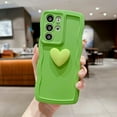 thumbnail image 3 of for Samsung Galaxy S21 Ultra Case for Women, Cute Kawaii 3D Love Heart Solid Color Curly Wavy Camera Lens Cover Shockproof Soft Silicone Phone Cover 6.8 Inch (Green), 3 of 12
