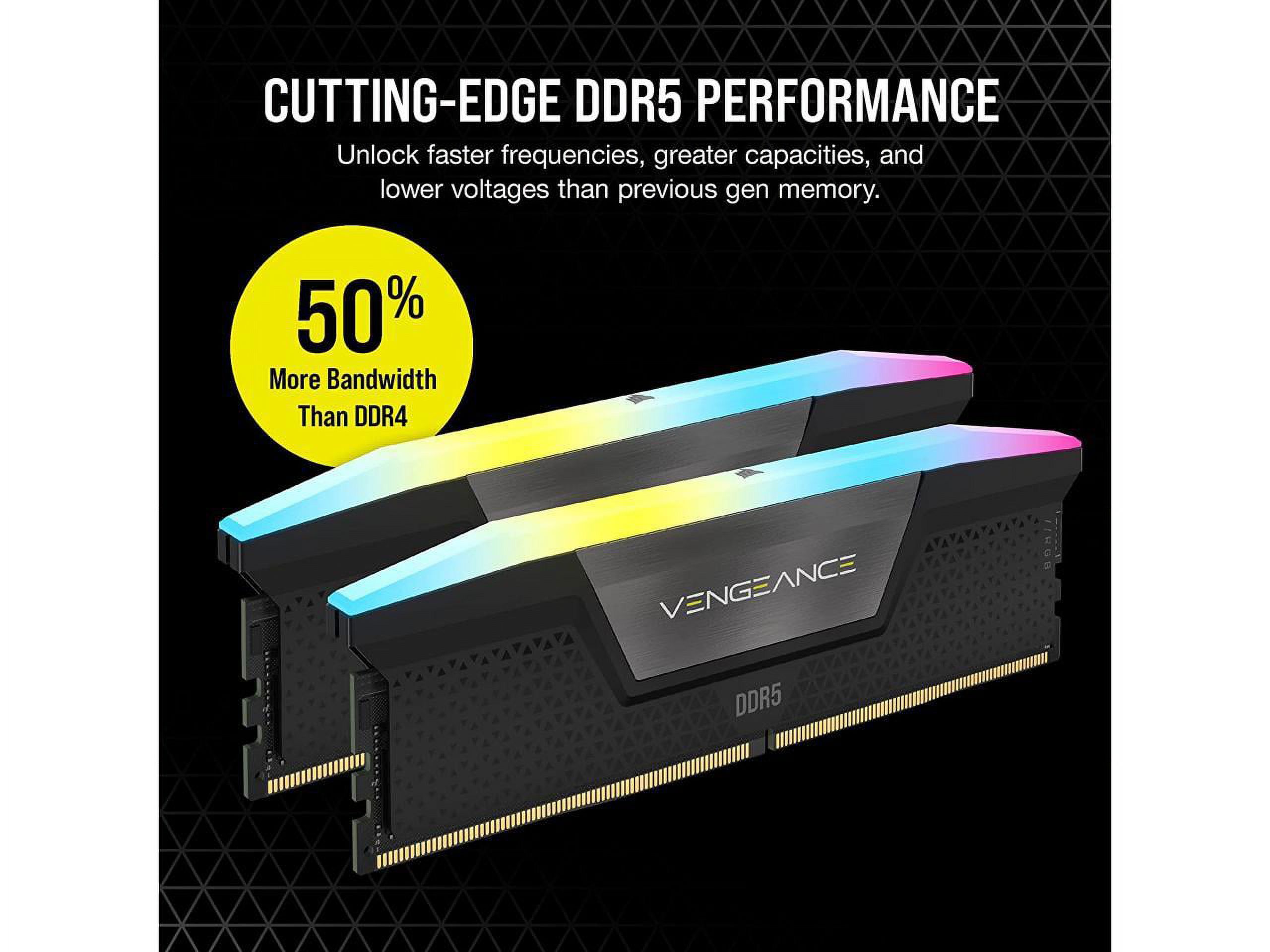 CORSAIR Vengeance RGB 32GB (2x16GB) DDR5 6000 PC RAM, XMP