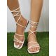 thumbnail image 1 of Vacation Outdoors Lace Up Flat Sandals for Women, Multi Strap Plain Artificial Leather Strappy Sandals, 1 of 4