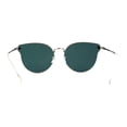 thumbnail image 4 of Womens Pink Mirror Panel Lens Cat Eye Horn Metal Rim Sunglasses Silver, 4 of 4