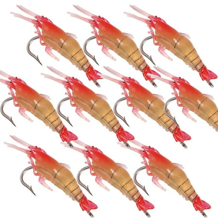 10PCS Bag Soft PVC Fishing Baits with Primal Appeal Brown Bionic Shrimp Lures