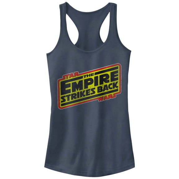 Junior's Star Wars Episode V Logo Racerback Tank Top Indigo Medium