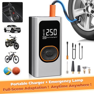 Portable Tire Inflator Air Compressor - 16000mAh Cordless, 150PSI, Fast Car Tire Pump For Bikes & Balls