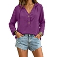 thumbnail image 5 of ZGRBOU Hoodies for Women V Neck Button Hooded Sweatshirts Roll Up Loose Cute Tops Cozy Lightweight Long Sleeve Tunic Shirts, 5 of 7