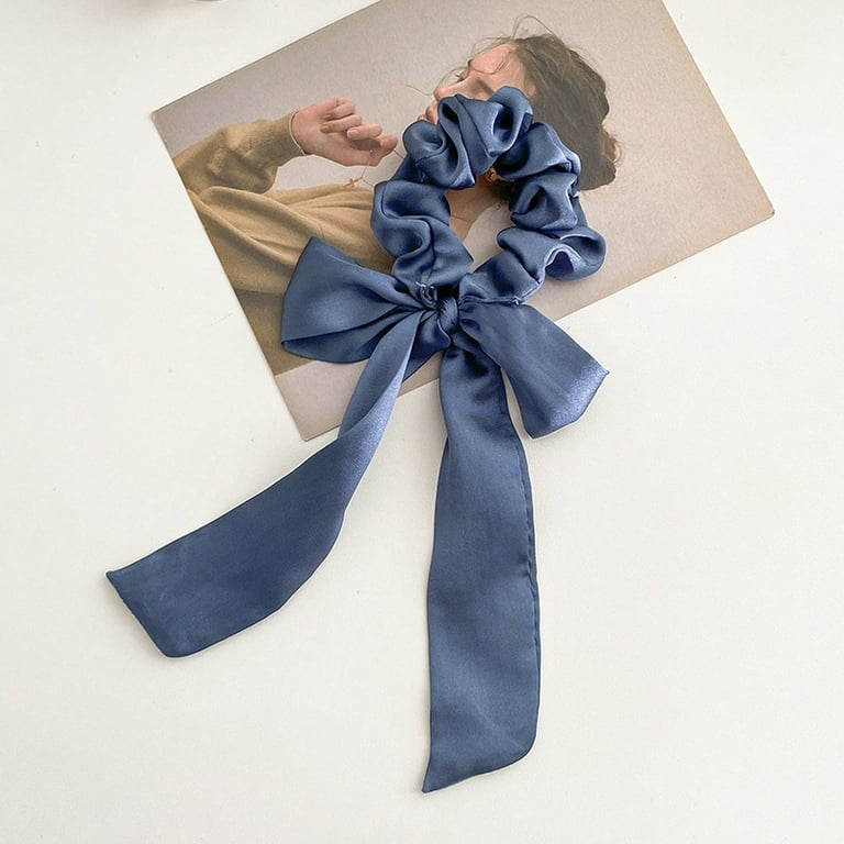 Vintage Silk Scarf Hair Scrunchies with Bow