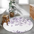 thumbnail image 4 of Purple Leaves Round Area Rug 4ft, Summer Botanical Washable Non-Slip Circle Rugs for Bedroom Living Room Kitchen, Soft Non Shedding Circle Carpet for Dining Room Dorm Farmhouse Abstract Art, 4 of 9