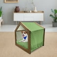 thumbnail image 3 of Geometric Pet House, Traditional Irish Striped Pattern Happy St. Patrick's Day Theme, Outdoor & Indoor Portable Dog Kennel with Pillow and Cover, 5 Sizes, Lime Green Dark Green, by Ambesonne, 3 of 5
