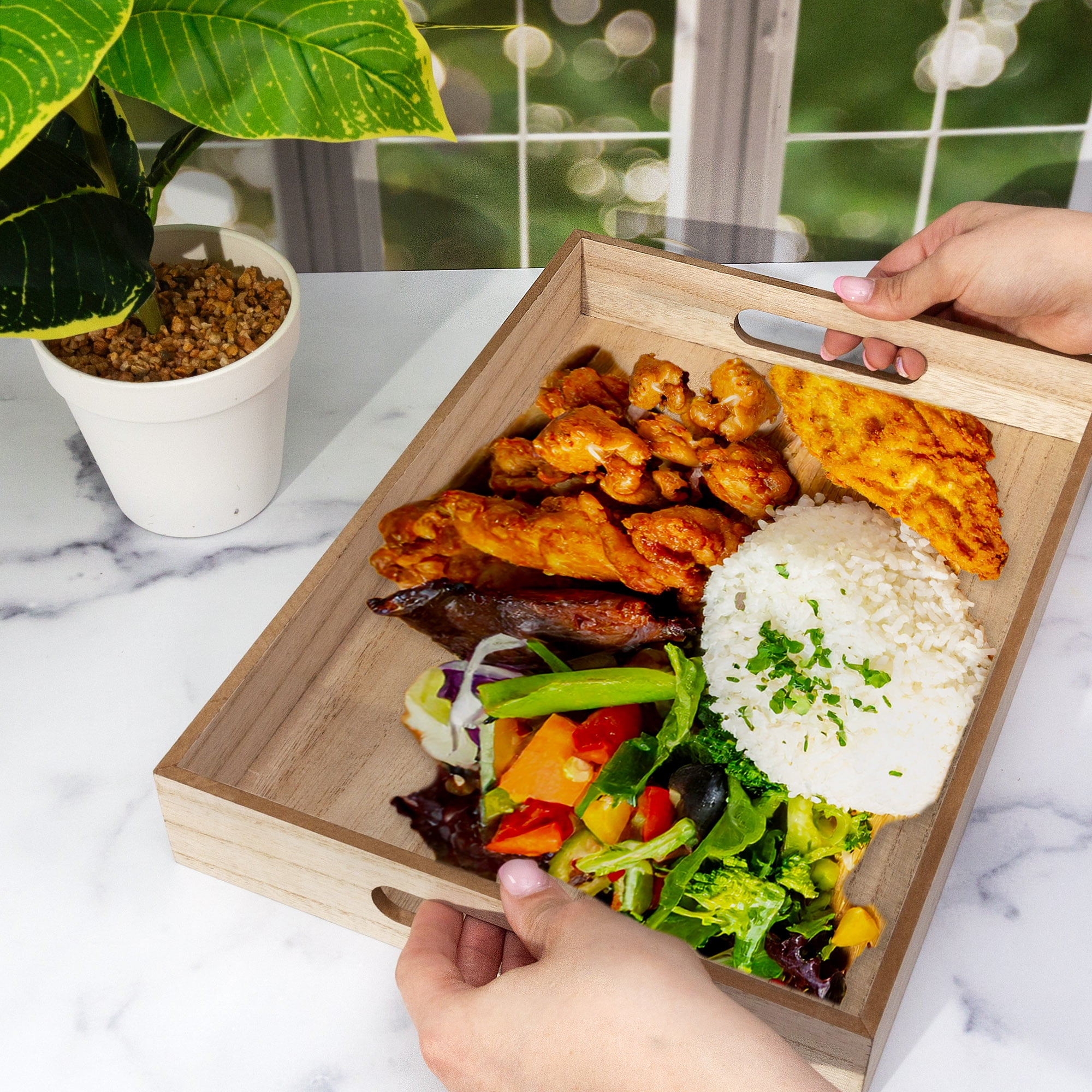 Hello Hobby Customizable Wooden Decor Tray with Handles