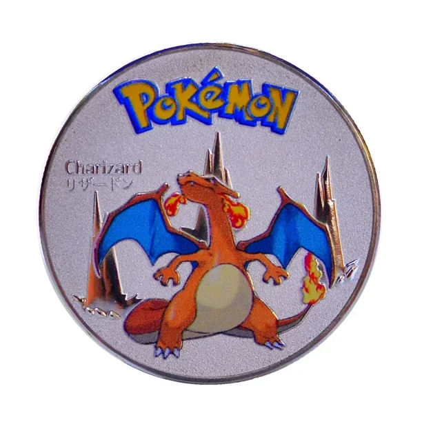 Coine Metal Pokémon Coins Pikachu Vmax Anime Commemorative Coins Charizard Mewtwo Golden Round Iron Hard Cards Game Toys
