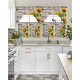 thumbnail image 4 of Sunflower Swag Kitchen Curtains Sets for Windows 24 Inch Length, Yellow Flowers Summer Botanical Wooden Short Window Curtain Panels Swags Valances and Tiers 3 Piece Set for Cafe/Dining Room, 4 of 5
