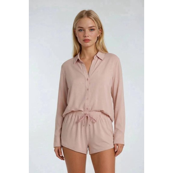 Forever 21 Two-Piece Pajama Short Set, Color-Soft Pink, Size-Xs