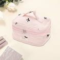 thumbnail image 3 of Unique Bargains 1 Pc Handheld Bow Embroidery Makeup Bag Pink Polyester, 3 of 4