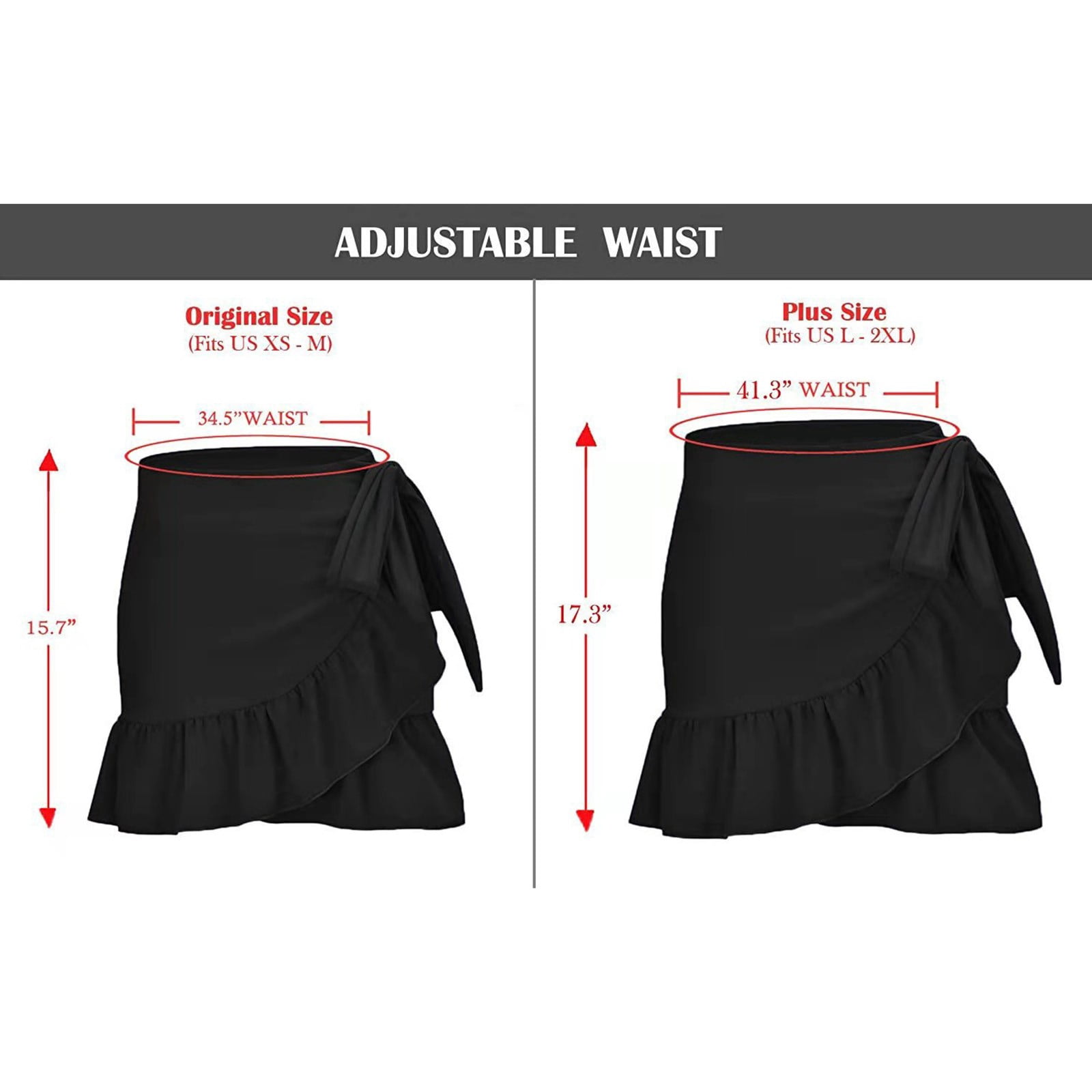 Gubotare Women's Ruffle Swim Skirt High Waisted Swimdress Side Pull Tie Bikini Tankini Swimsuit Bottoms(Black,S)
