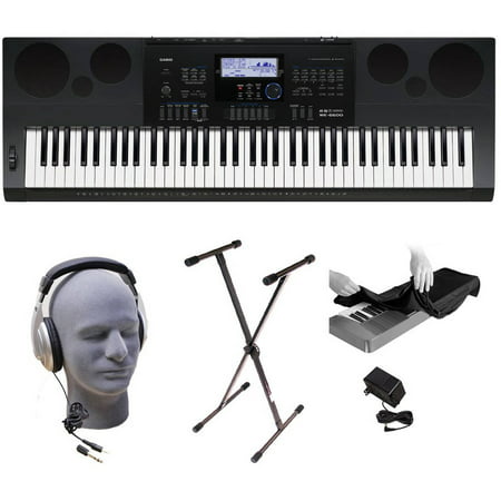 Casio WK6600 76-Key Premium Keyboard Pack with Stand, Power Supply, On-Stage Dust Cover and Samson HP30 Closed-Cup