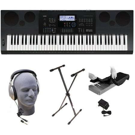 Casio WK6600 76-Key Premium Keyboard Pack with Stand, Power Supply, On-Stage Dust Cover and Samson HP30 Closed-Cup Headphones