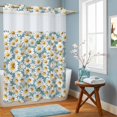 thumbnail image 5 of No Hook Shower Curtain with Built-in Rings - Daisy Floral Print Washable Waterproof Fabric Bathroom Curtains for Hotel,Rentals, 60 X 72 Inch Long , Sky Blue, 5 of 6