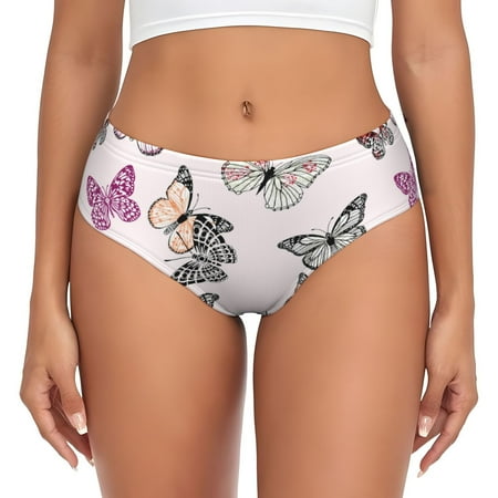 Womens Underwear - Beautiful Butterfly No Show Seamless Underwear for Women  Kawaii Soft Stretch Women s Panties  Hipster Ladies Panties Bikini Underwear Briefs