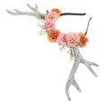 thumbnail image 2 of Woodland Reindeer Headband Halloween Deer Antlers Headband Flower Antler Headpiece Realistic Reindeer Horns Costume Accessories, 2 of 3