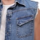 thumbnail image 4 of Camisa corta sin mangas de mezclilla MCHK 8055. Color azul. Para hombre, 4 of 5