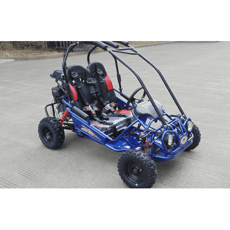 Trailmaster Ultra Mini XRX  Go Kart Buggy, High Back Seats, Adjustable for Younger Riders, Throttle Limiter and Kill Remote. with Pre-Assembled Version Now! (Pre-Assembled, Blue)