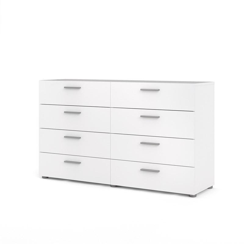 Atlin Designs Modern 8 Drawer Double, 50 Inch Wide White Dresser
