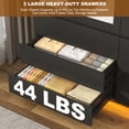 thumbnail image 5 of 75" Tall 3 Doors Armoire Wardrobe Closet with  3 Drawers and Mirror, Large Wardrobe Closet for Bedroom with LED Lights, Wooden Armoire Storage Cabinet with Hanging Rod, Adjustable shelves (Black), 5 of 11