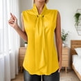 thumbnail image 2 of LIUJUNSHOP Women's Elegant Bow Tie Neck Sleeveless Blouse Office Workwear Shirt Top, 2 of 4