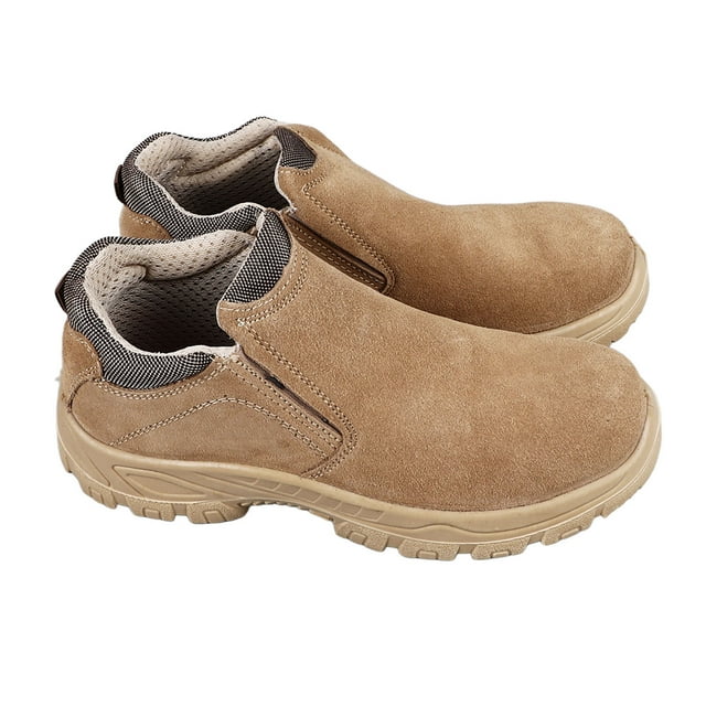 Toe Slip Shoe ,1 Pair Steel Toe Slip On Shoe with Solid Sole Suede Anti Slip Puncture Proof Breathable Steel Toe Work Boot for Men Worker