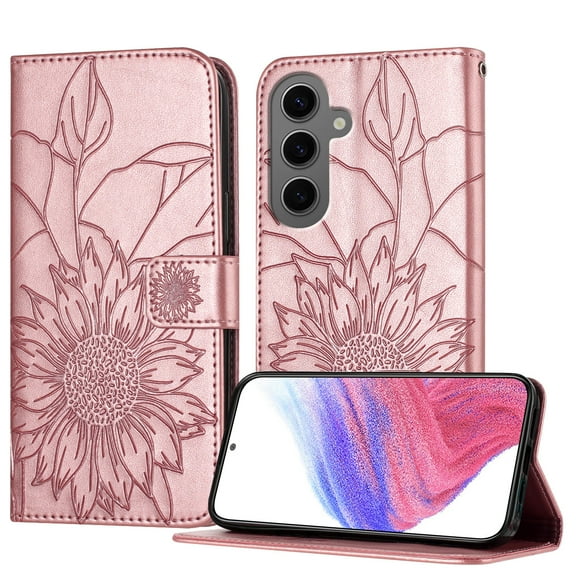 Allytechgroup Case for Samsung Galaxy S24 with Credit Card Slot, PU Leather RFID Blocking Flip Wallet Phone Case Stand Shockproof Protective Back Cover for Samsung Galaxy S24 , Rosegold