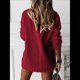 thumbnail image 5 of Suéter Holgado de Mujer, Cuello en V, Larga, Blusa Informal para Otoño e Invierno. Vino Tinto M, 5 of 10