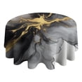 thumbnail image 4 of Black Gray Gold Marble Pattern Round Tablecloth 60"x60",Wrinkle Wipeable Table Cloth for Kitchen Dining Room Picnic Patio Party, 4 of 6