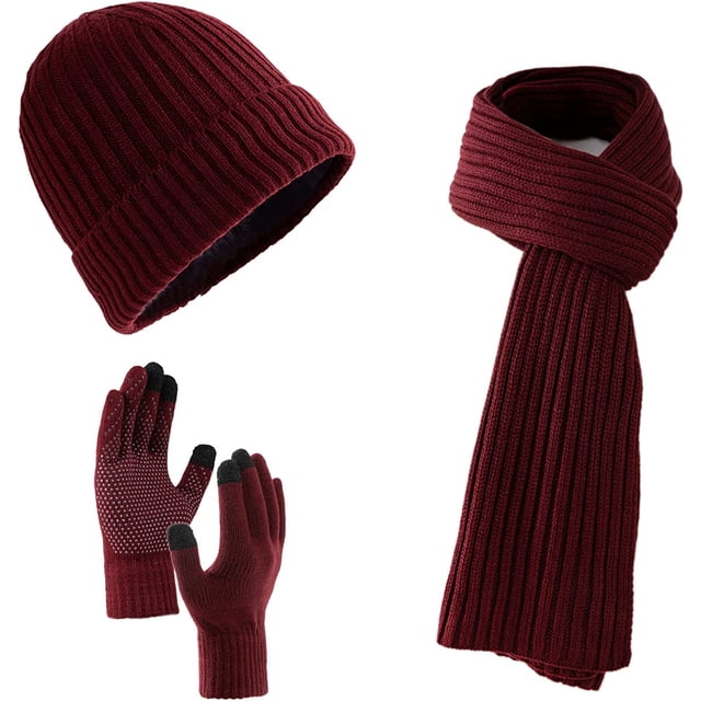 Conjunto de gorro, bufanda y guantes: trío de calidez invernal CozyKnit Elegance for Chilly Days