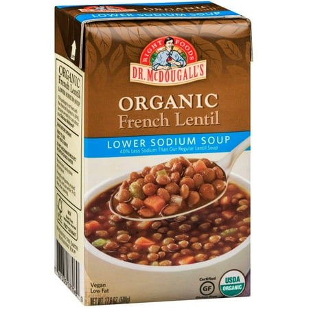 Dr. McDougall’s Right Foods Organic French Lentil Lower Sodium Soup, 17.6 oz, (Pack of 6)