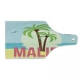 thumbnail image 1 of Graphic Beach Cutting Board, Summer Malibu Typography on Sunset Seascape and Palm Trees Colorful Cartoon, Decorative Tempered Glass Cutting and Serving Board, in 3 Sizes, by Ambesonne, 1 of 2