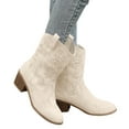 thumbnail image 5 of yocbz Winter Boots for Women Women's Cowboy Boots Pull On Cowgirl Boots Mid Calf Western Boots, Available in Regular and Wide Calf White,Size for US 9, 5 of 7