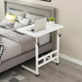 thumbnail image 1 of Adjustable Bedside Table with Wheels Portable Overbed TV Tray Table Movable Hospital Home Couch Side Standing Laptop Computer Desk, 1 of 10