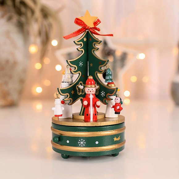 Christmas Decorations Christmas High Grade Wooden Rotating Music Music Christmas Tree Decoration Children's Photo Album Book for Men to My Parents Poem Christmas Boxes Baby Dresser Things to Get Your