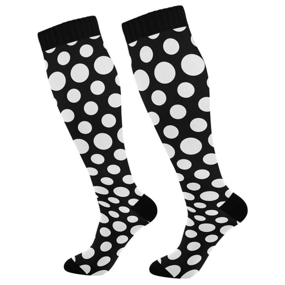 joogoo White Polka Dots Socks Women Men Knee High Sock