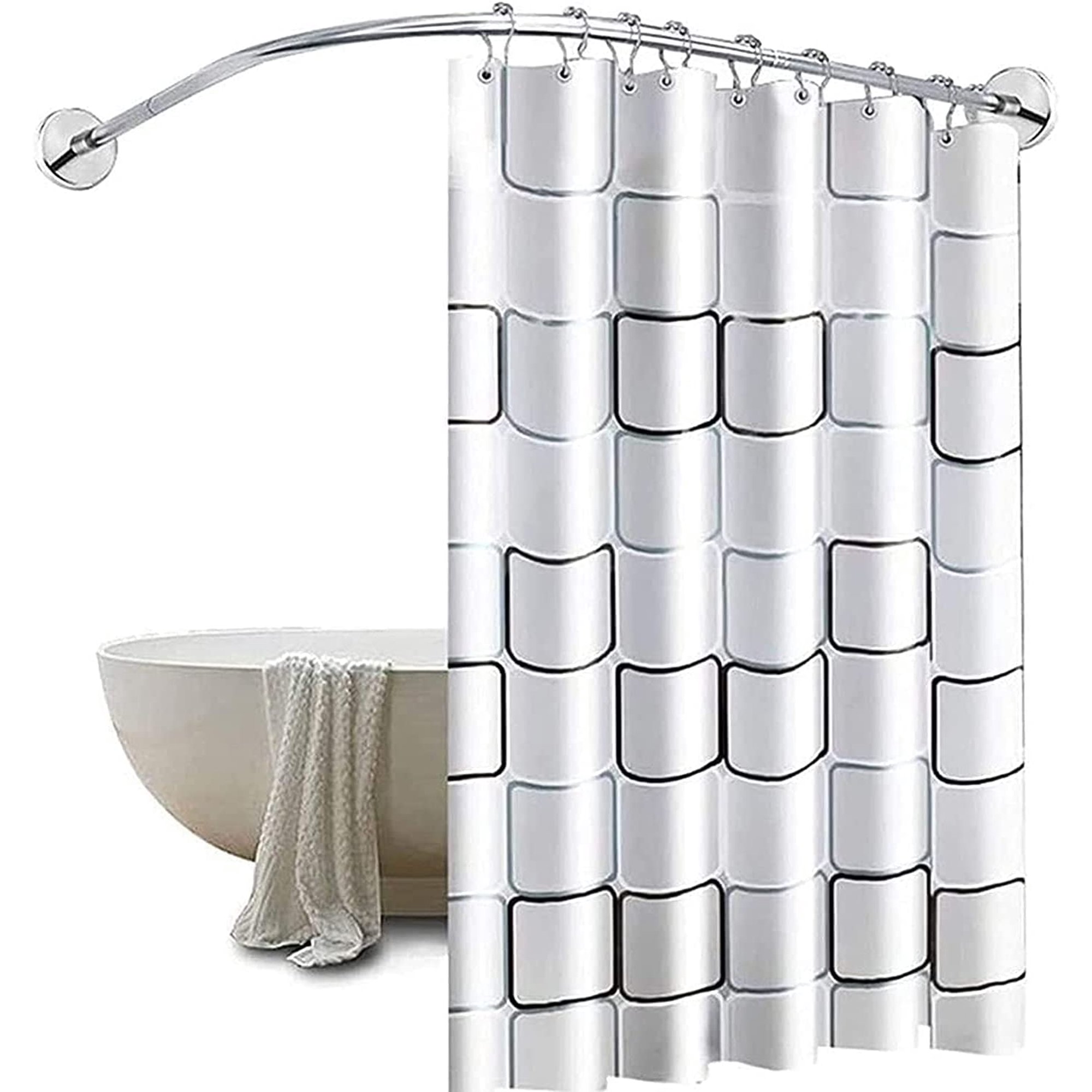 Corner Shower Curtain Rod L Shaped Extendable 304 Stainless Steel Free