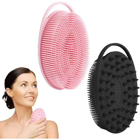 2 PCS Silicone Body Scrubber, Exfoliating Body Scrubber, Soft Silicone Loofah, 2 in 1 Bath and Shampoo Brush, Cleaning Exfoliating Skin and Well Lather for Sensitive and All Kinds of Skin