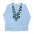 thumbnail image 4 of Snorda Long Sleeve Shirts for Men Linen Boho Printed V Neck Pullover Shirts Casual Loose Breathable Blouse for Daily Comfortable Wear, 4 of 5