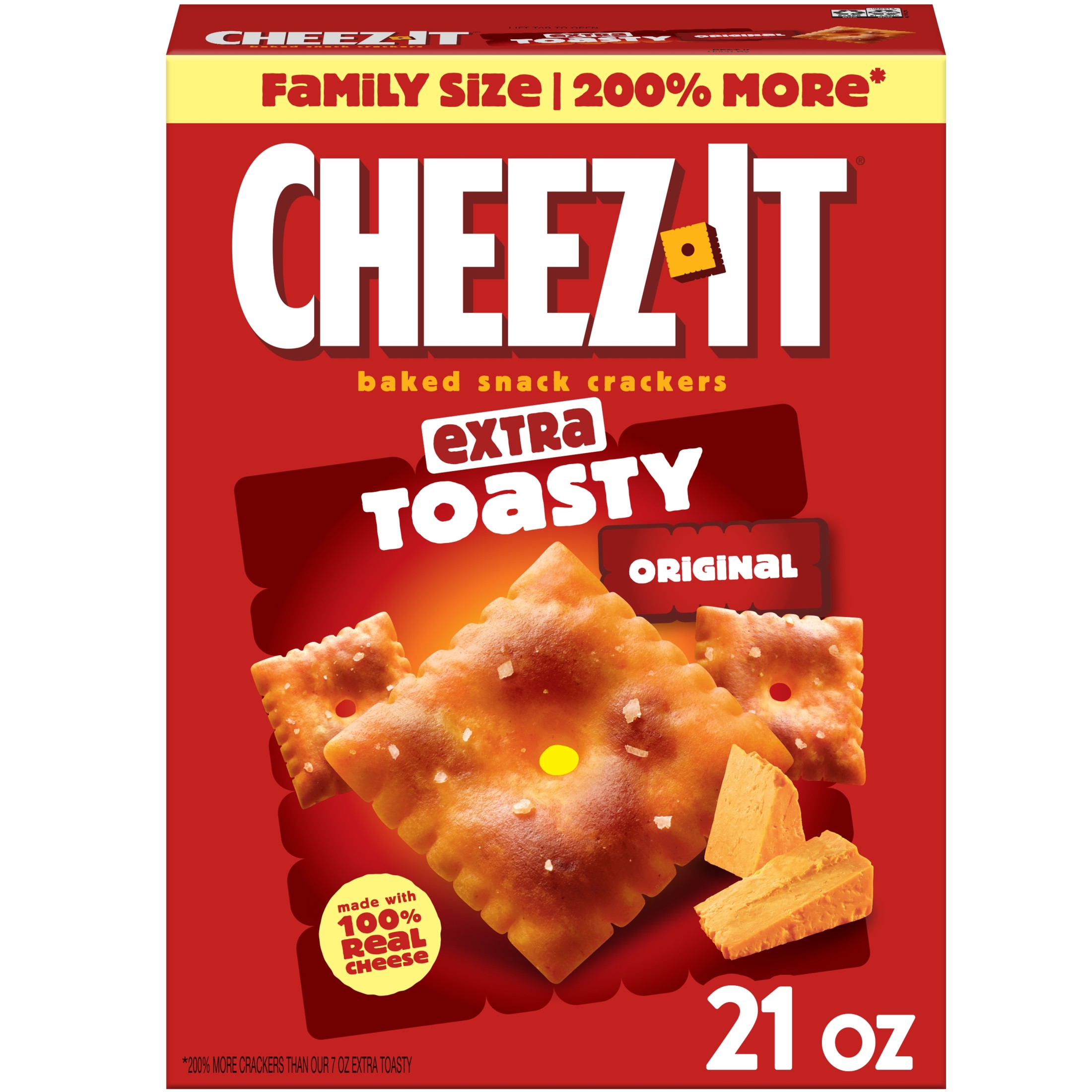 Cheez-It Extra Toasty Cheese Crackers, Baked Snack Crackers, 21 oz