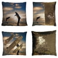 thumbnail image 1 of EREHome Dauphins Réversible Sirène Sequin Taie d'Oreiller 18x18 Pouces, 1 of 3